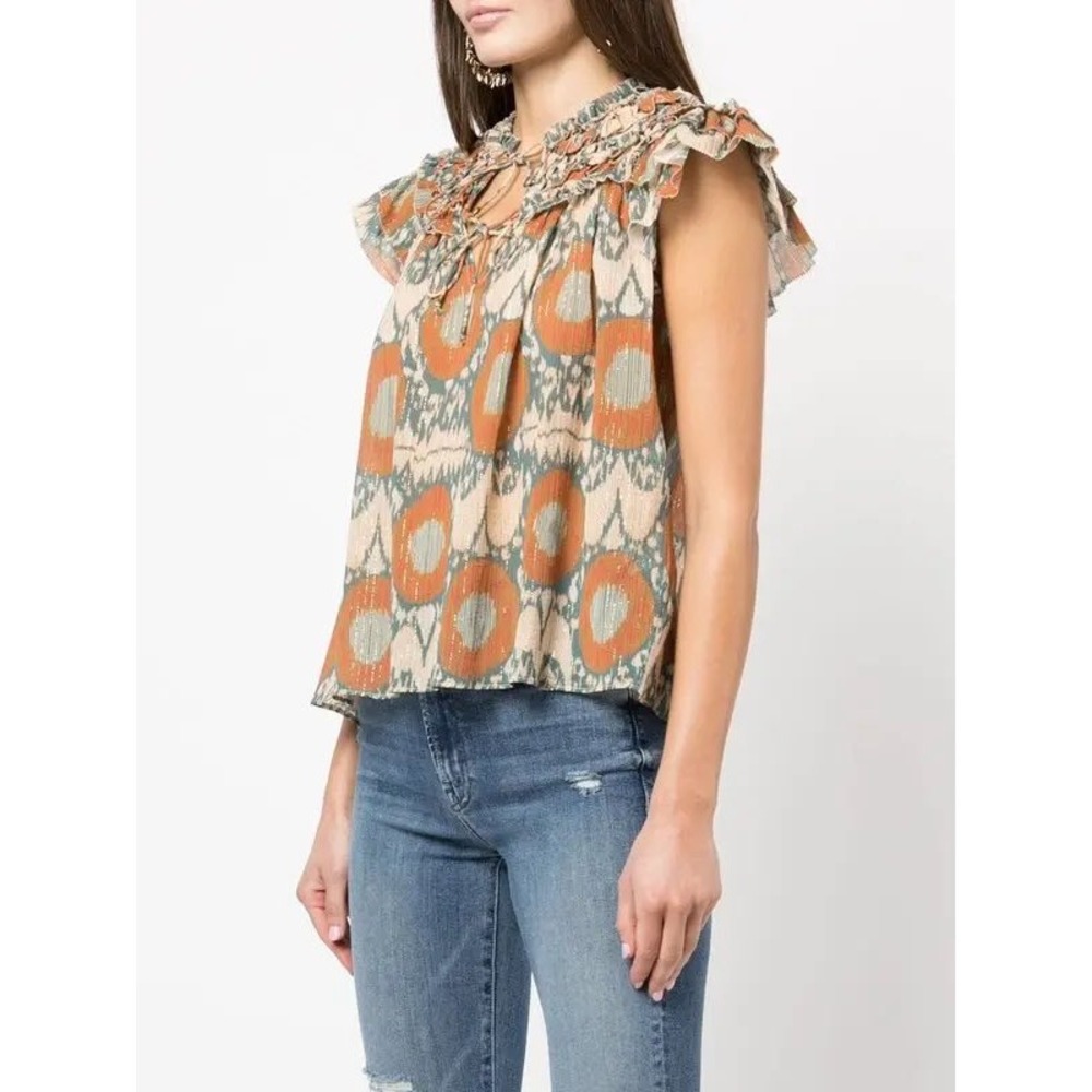 Ulla Johnson Nimbus Cora Top‎ Metallic Ruffles Size 4